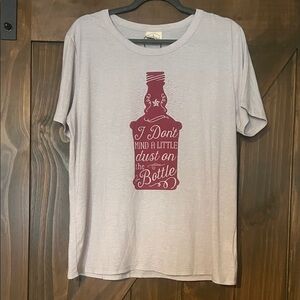 Gray Long Sleeve Tee with Red Graphic